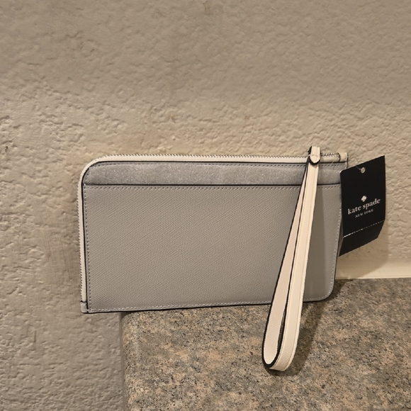 Kate Spade Womens Clutch Light Grey And Cream Nwt - Picture 2 of 3